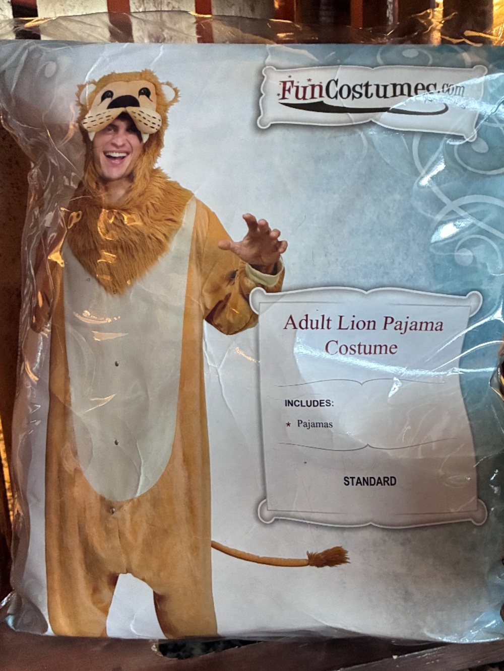 NW/OT FunCostumes Adult Lion Pajama 1-Piece Jumpsuit Hooded Costume #FUN1241AD